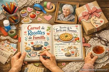 Tuto facile pour réaliser un carnet de recettes familiales illustré à offrir à sa grand-mère