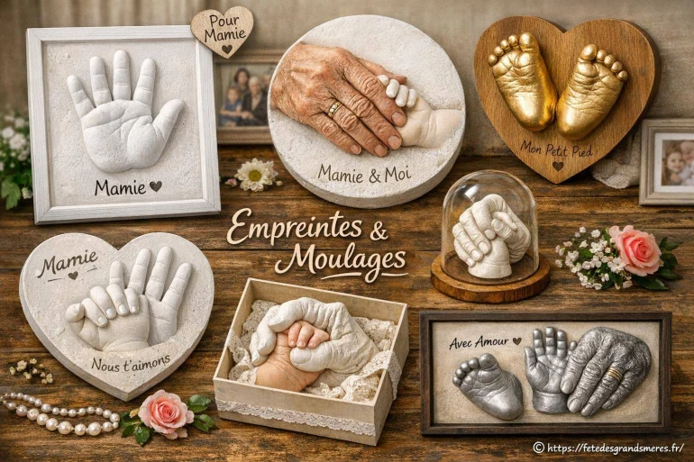 Idées d’empreintes et moulages de mains et pieds pour un cadeau sentimental à mamie