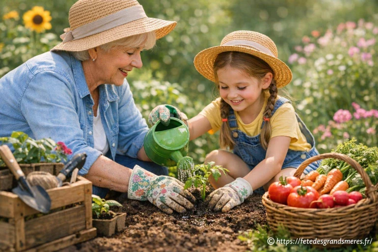 Projets jardinage à partager avec mamie pour planter, arroser et récolter ensemble