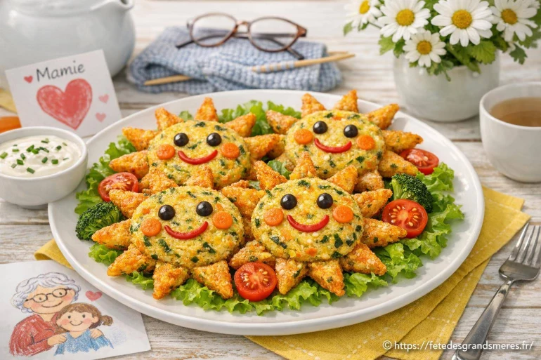 Galettes de légumes en forme de soleil : une recette joyeuse pour mamie