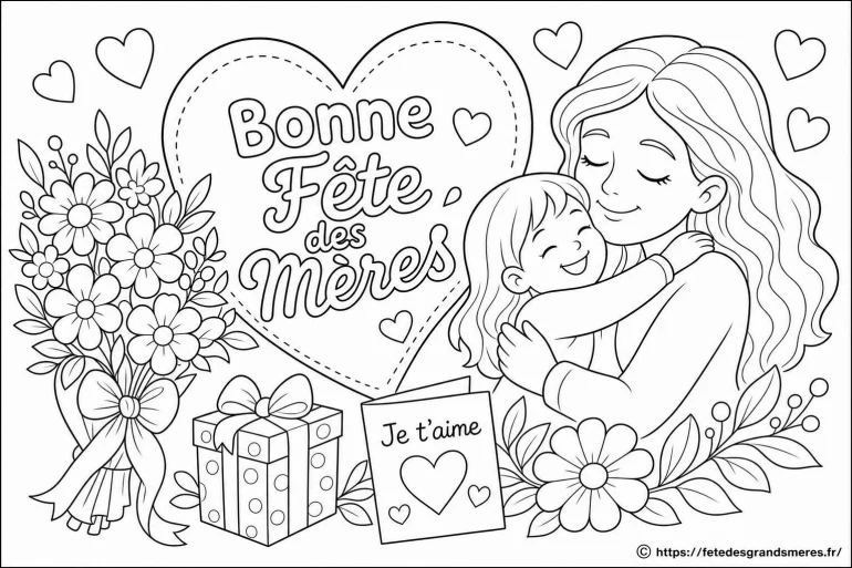 Coloriage fête des mères à imprimer pour enfants