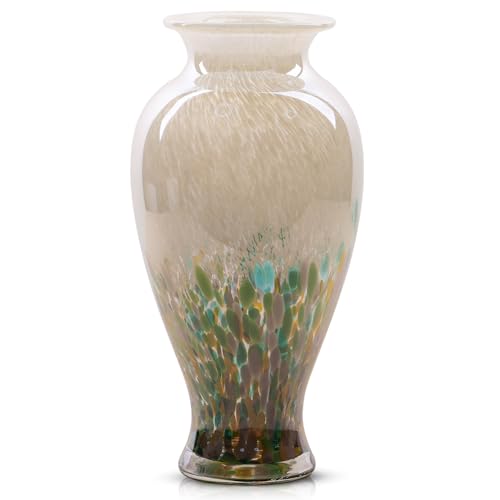Vase verre soufflé vert 30 cm