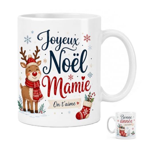 Cadeau Mamie, Tasse Mamie de Noël, Mug en Céramique 330 ml |
