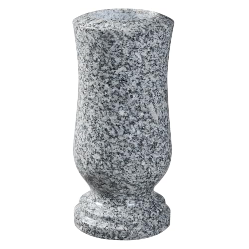 Vase funéraire en granit, 25,5 cm de hauteur, poli, avec tro