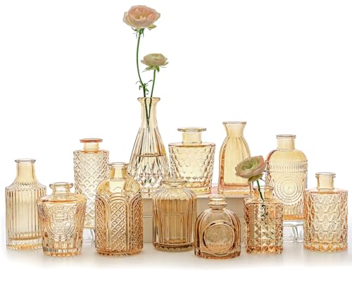 SUPMIND Lot de 12 vases en Verre ambré pour centres de Table