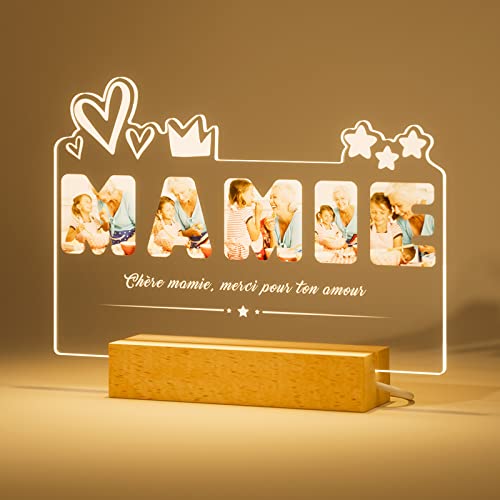 iDIY Cadeau Mamie Lampe Photo Personnalisée Veilleuse Enfant