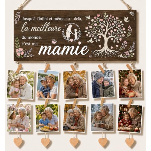 Cadre Photo Mural En Bois Avec Pinces : Un Cadeau Mamie Noel