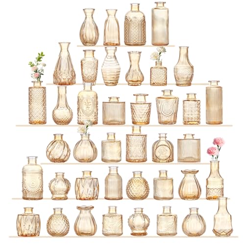Paudao 40 pièces Petits Vases, Mini Vases en Verre Vintage A