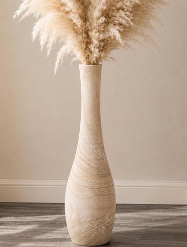 Hanobe Grand Vase de Sol Bois: Vintage Vases Haut Fleur Gros