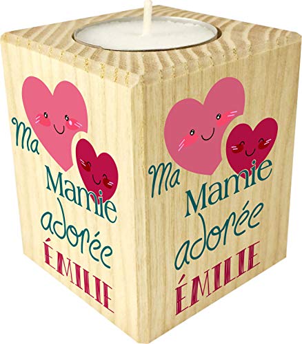 Bougie personnalisée Ma Mamie adorée – Porte Bougie en Bois 